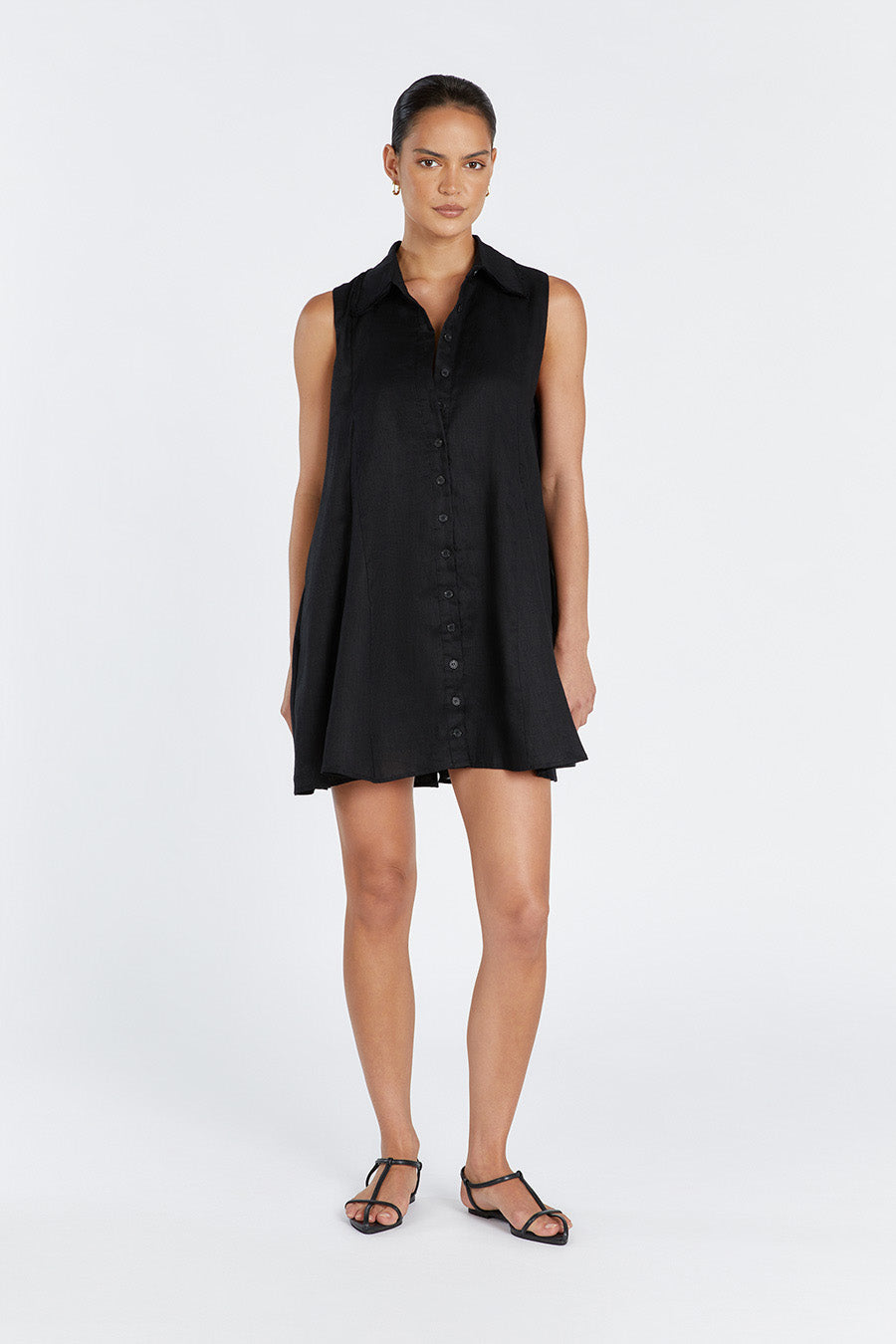 MARC BLACK LINEN SLEEVELESS  DRESS