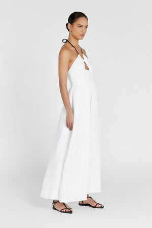 ALYSSA WHITE LINEN MAXI DRESS | Dissh