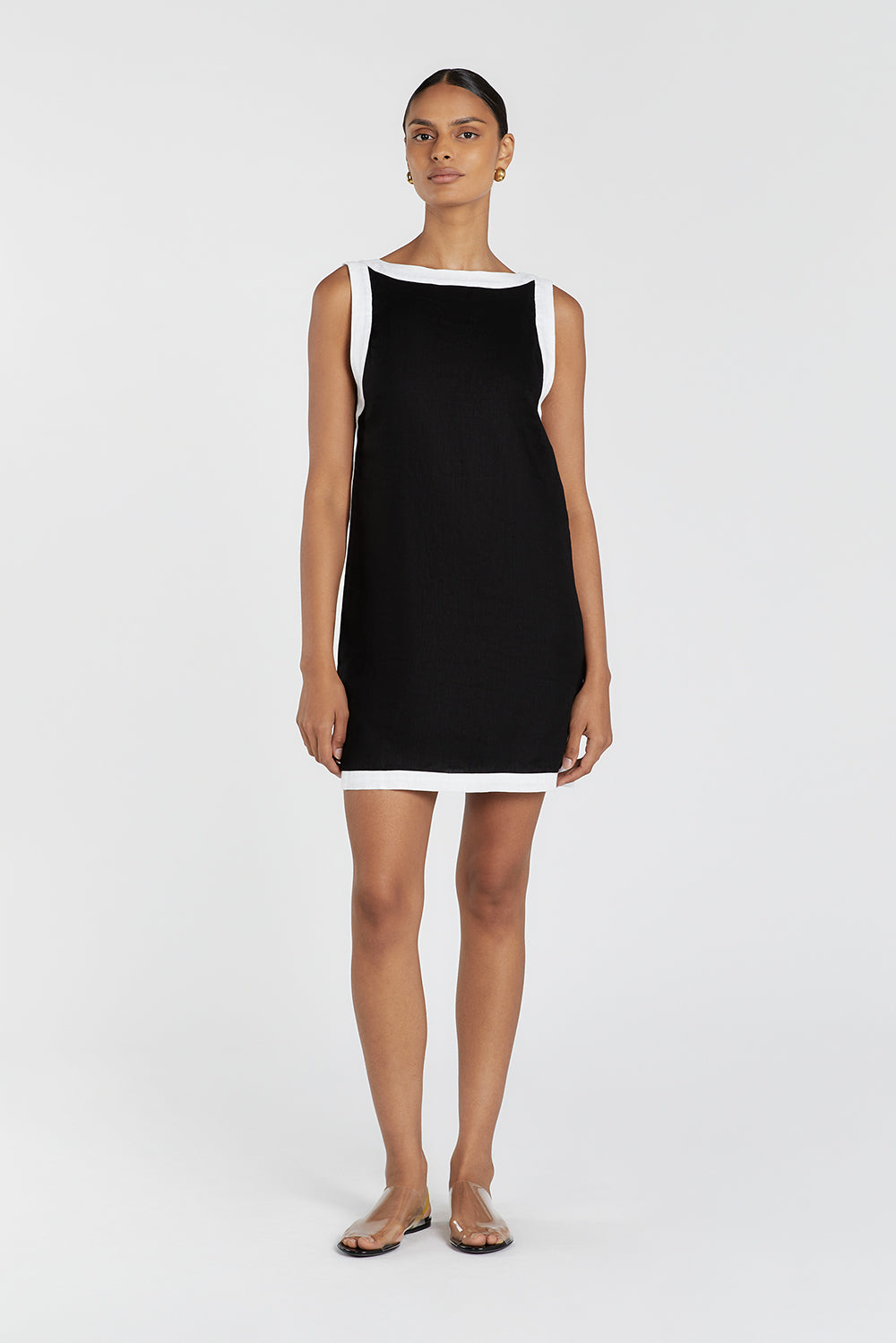 ZURI BLACK LINEN MINI DRESS