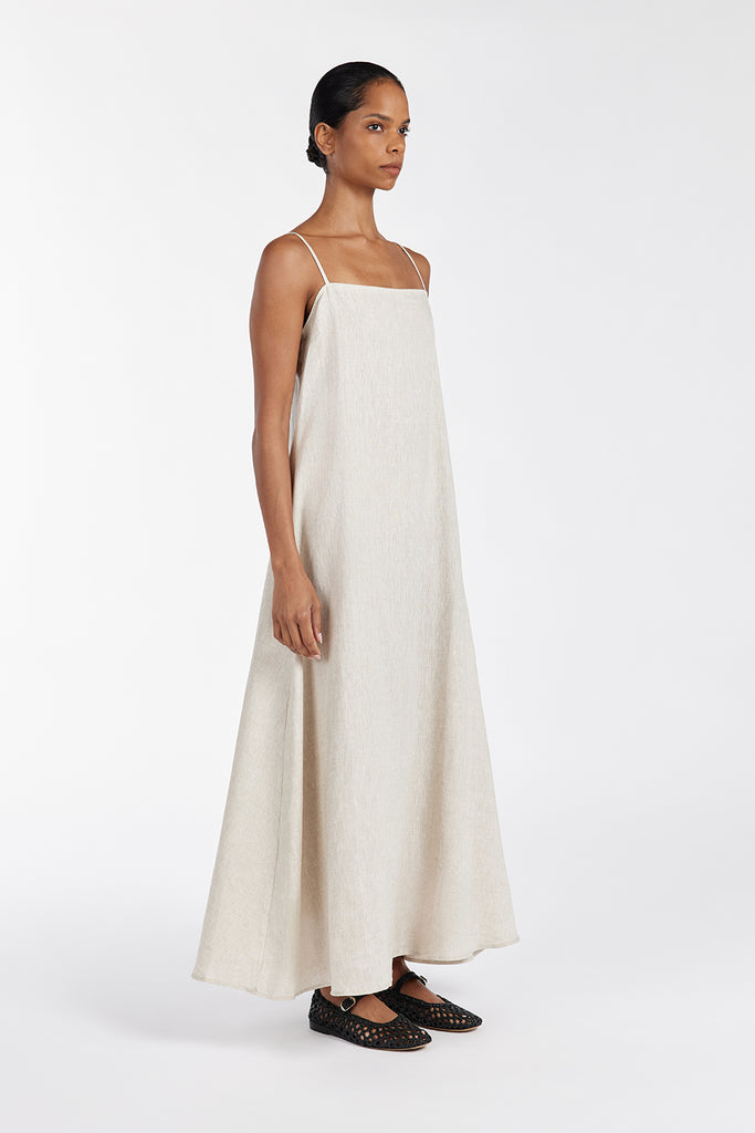 JEM NATURAL LINEN MAXI DRESS | Dissh