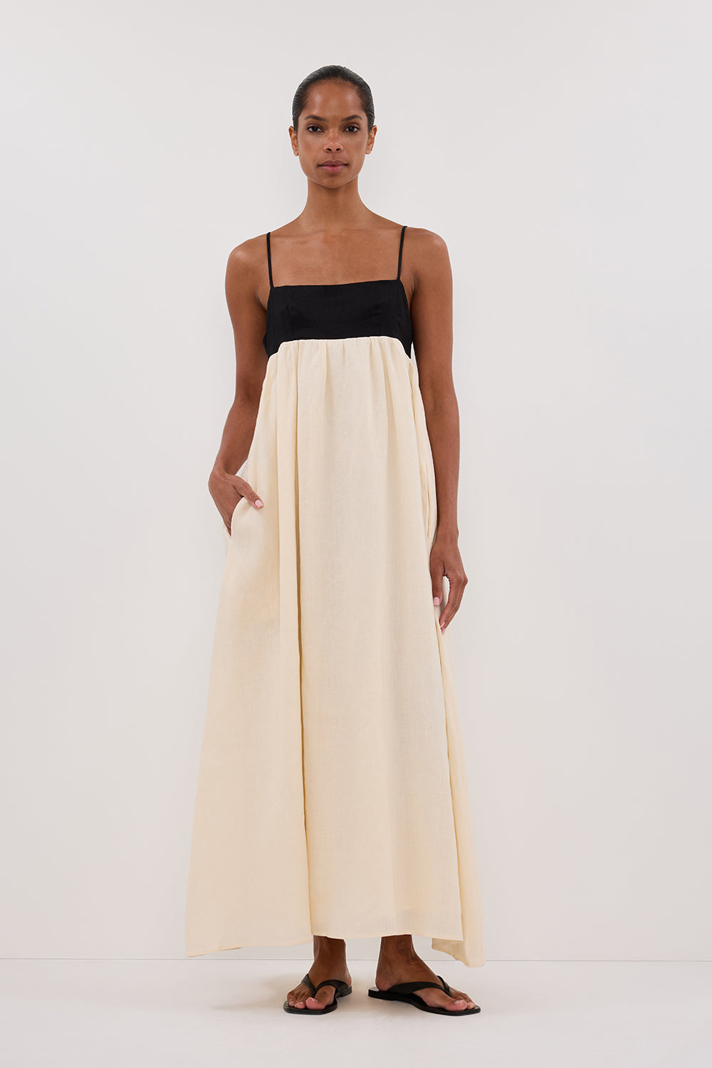 ELENA BUTTERMILK LINEN MAXI DRESS – DISSH