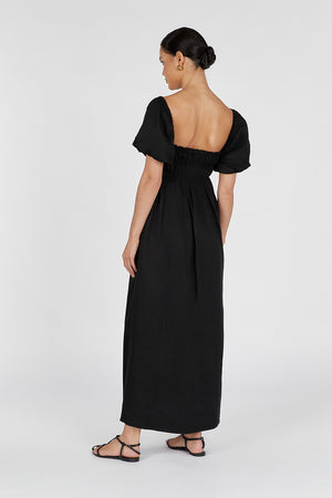 14+ Black Linen Midi Dress