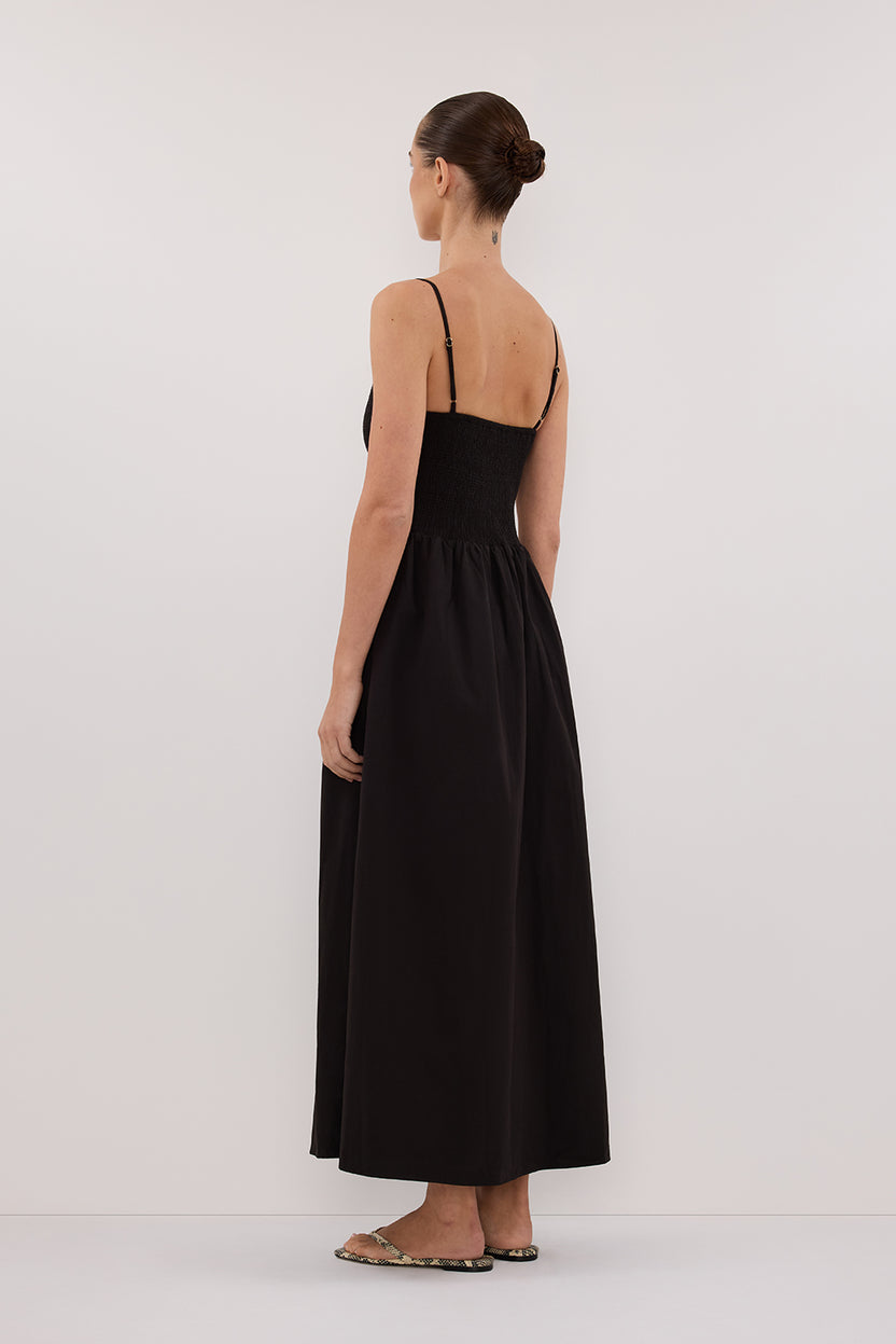 MILANO BLACK COTTON MIDI DRESS – DISSH