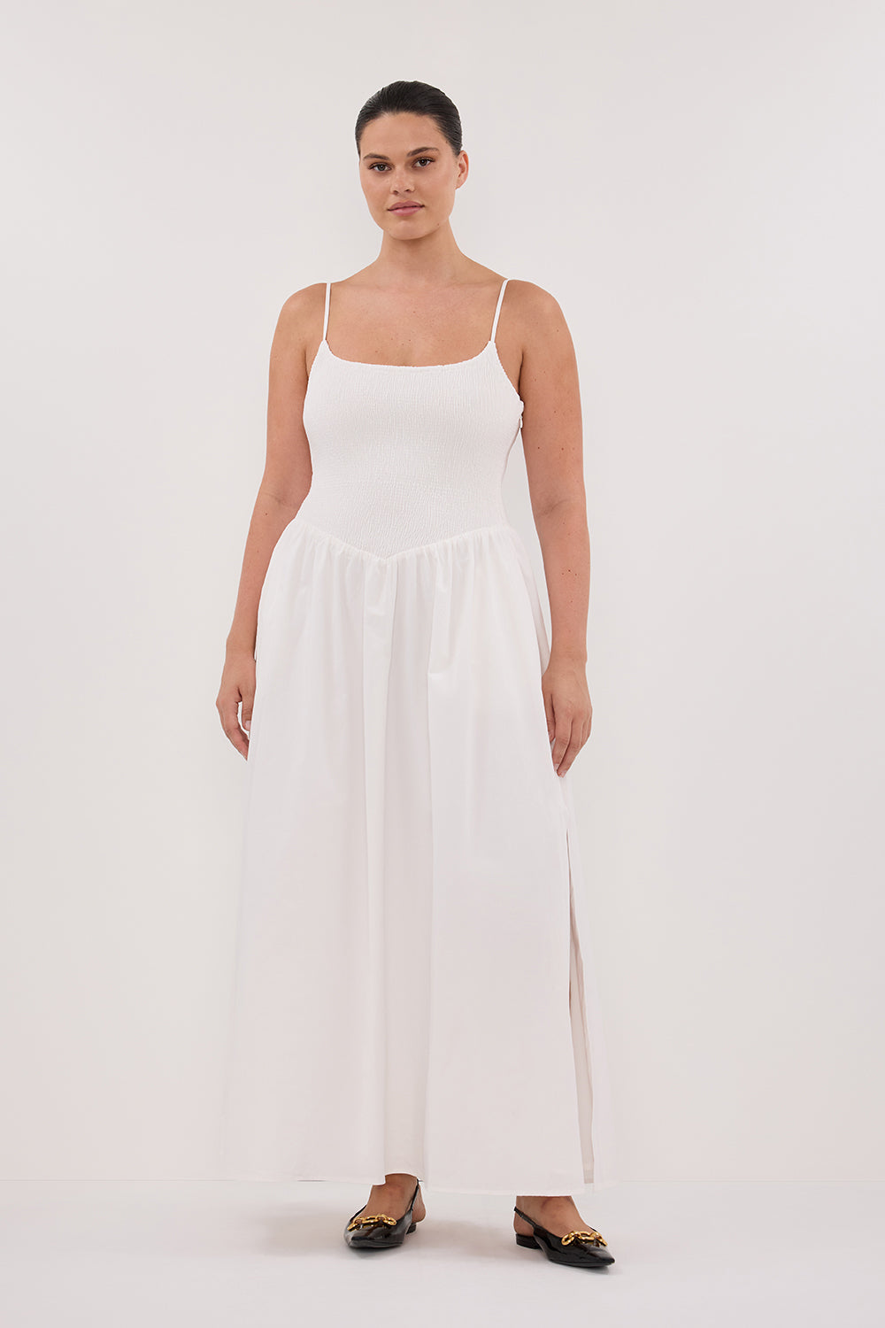 MILANO WHITE COTTON MIDI DRESS
