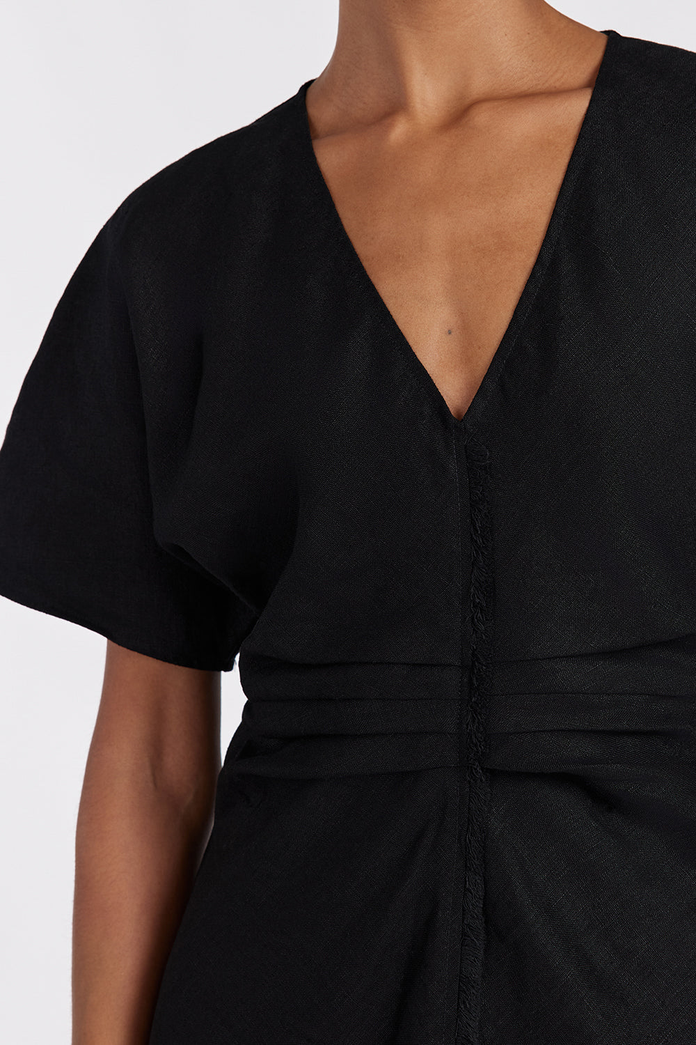 zahara midi dress ZAHARA BLACK FRINGING MIDI DRESS – DISSH