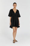 RHODES BLACK LINEN MINI DRESS