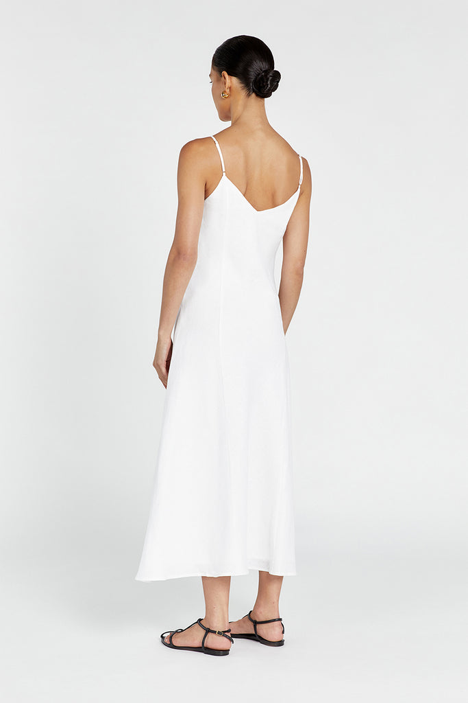 ROSETTE WHITE LINEN MAXI DRESS | Dissh