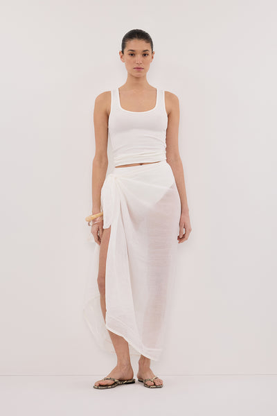 Aude wearing TROPEZ WHITE RAMIE SARONG