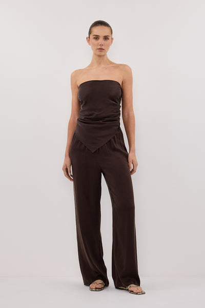 Stas wearing PERCY BITTER CHOC SILK SCARF TOP