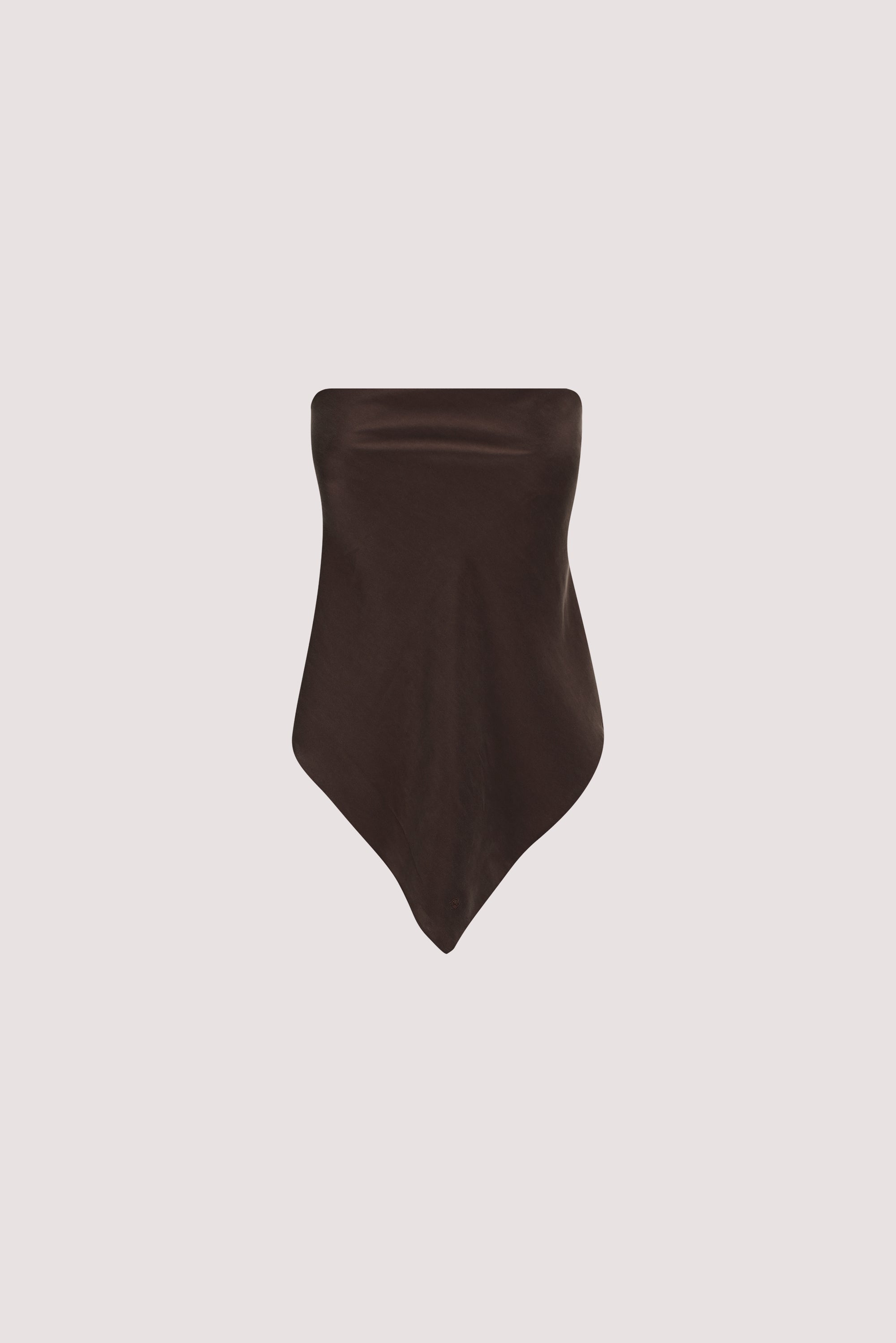 PERCY BITTER CHOC SILK SCARF TOP – DISSH