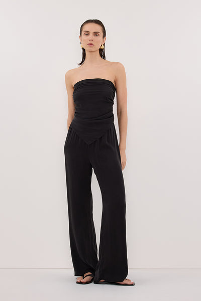 Stas wearing PERCY BLACK SILK SCARF TOP