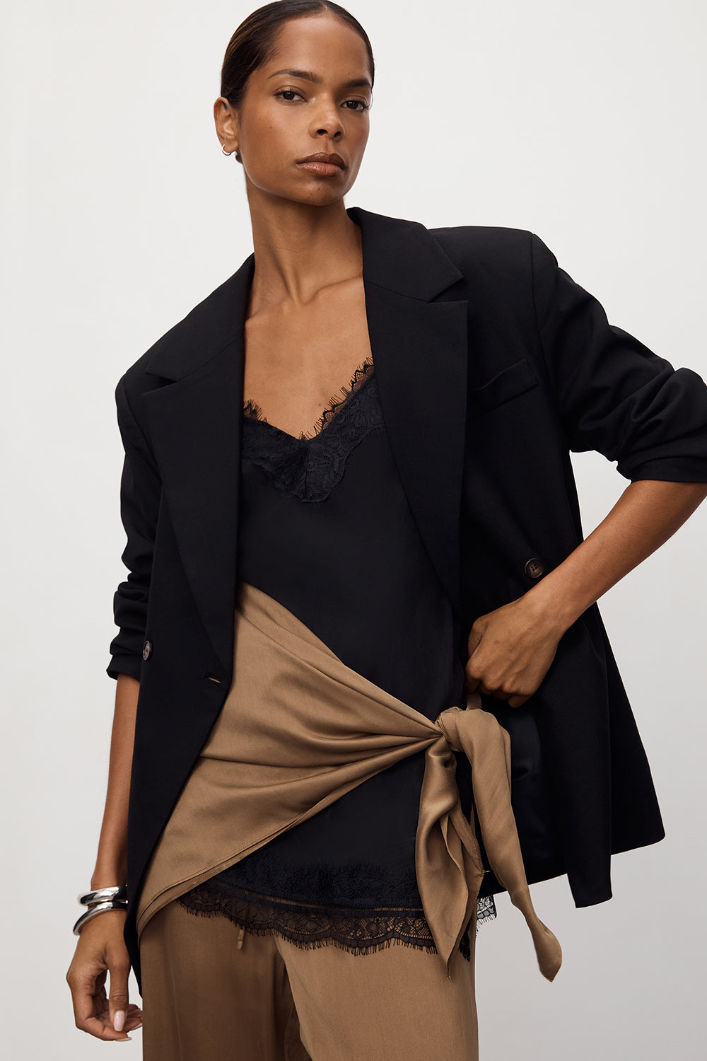 PERCY CHESTNUT SILK SCARF TOP