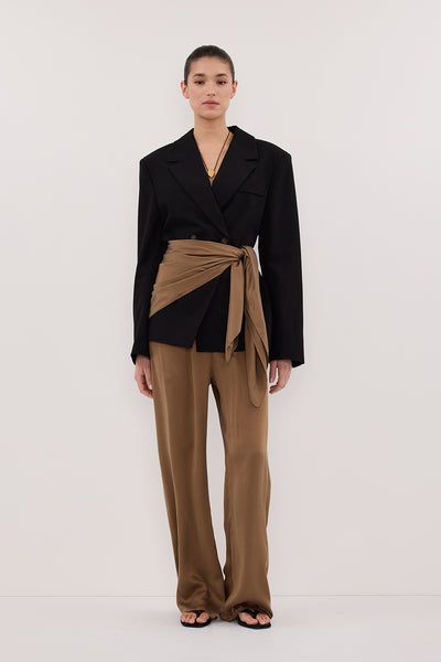 Aude wearing PERCY CHESTNUT SILK SCARF TOP