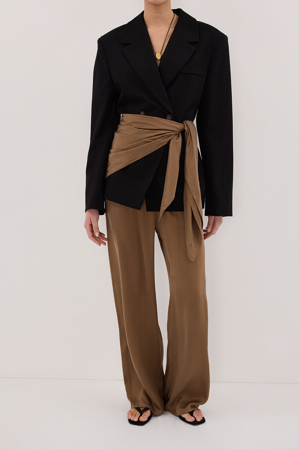 PERCY CHESTNUT SILK SCARF TOP