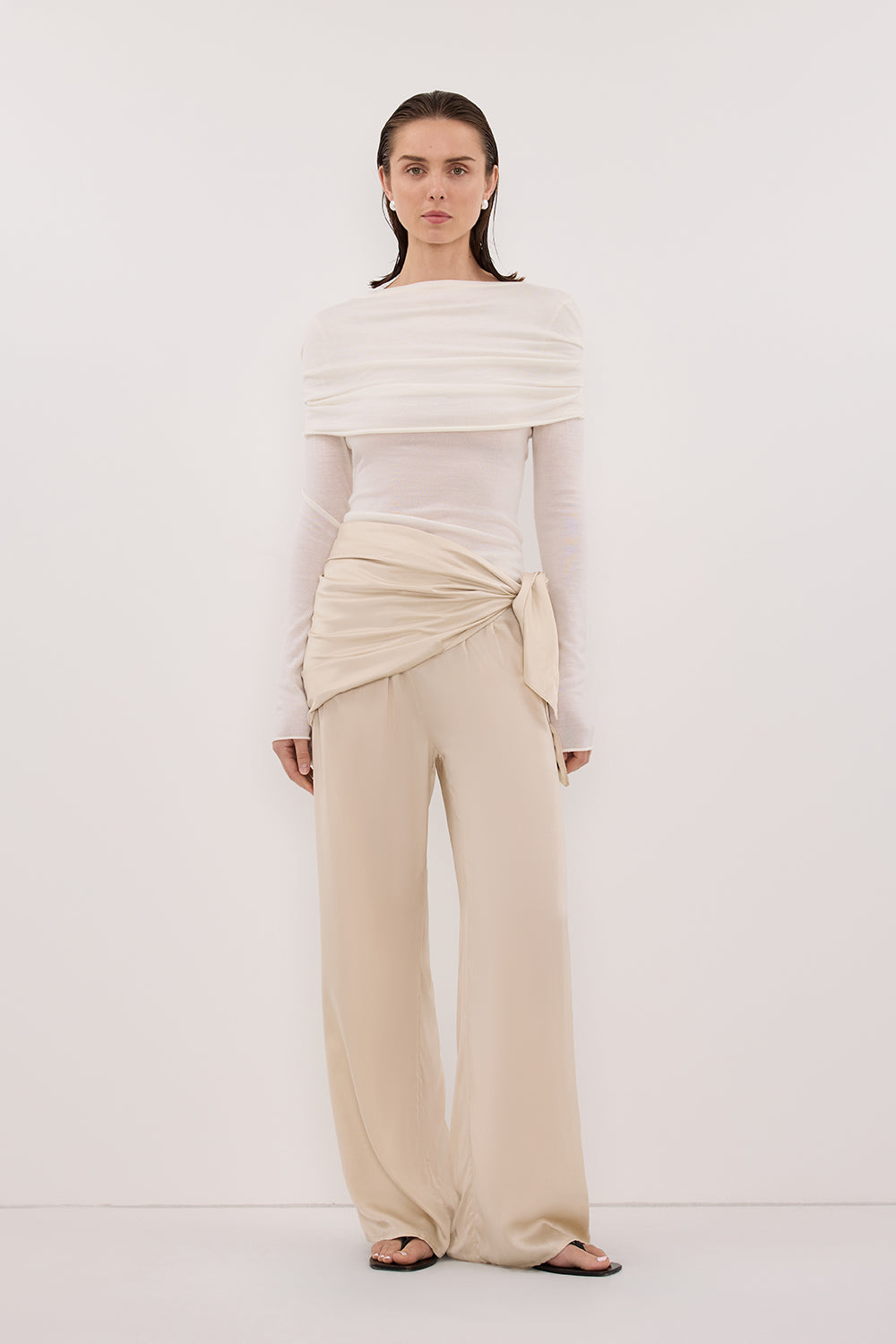 PERCY SANDSTONE SILK SCARF TOP