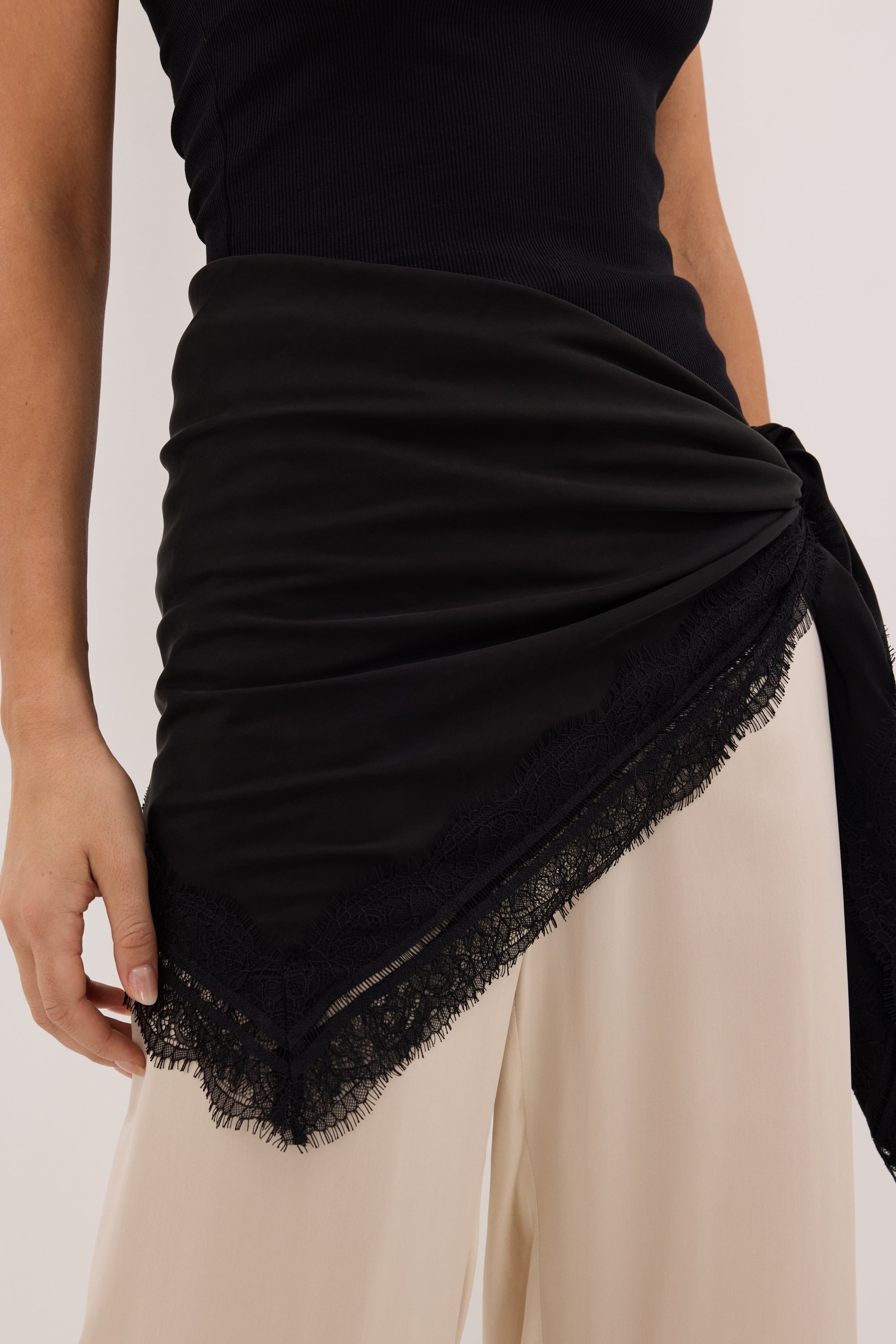 ANDREA BLACK CUPRO LACE SCARF – DISSH