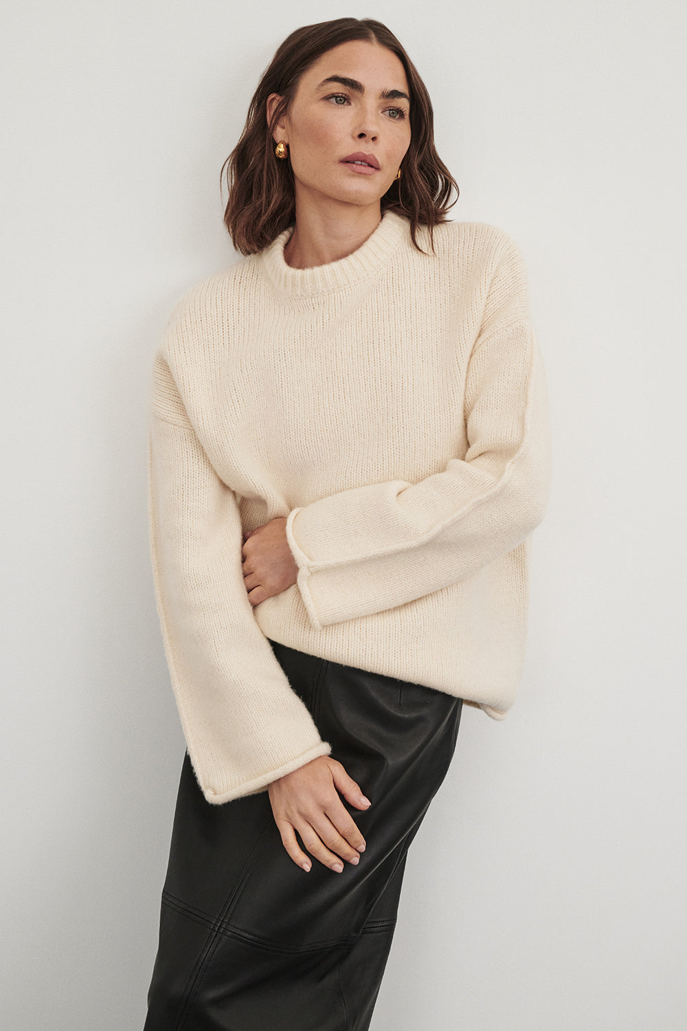 MILLY CREAM CREW NECK KNIT JUMPER