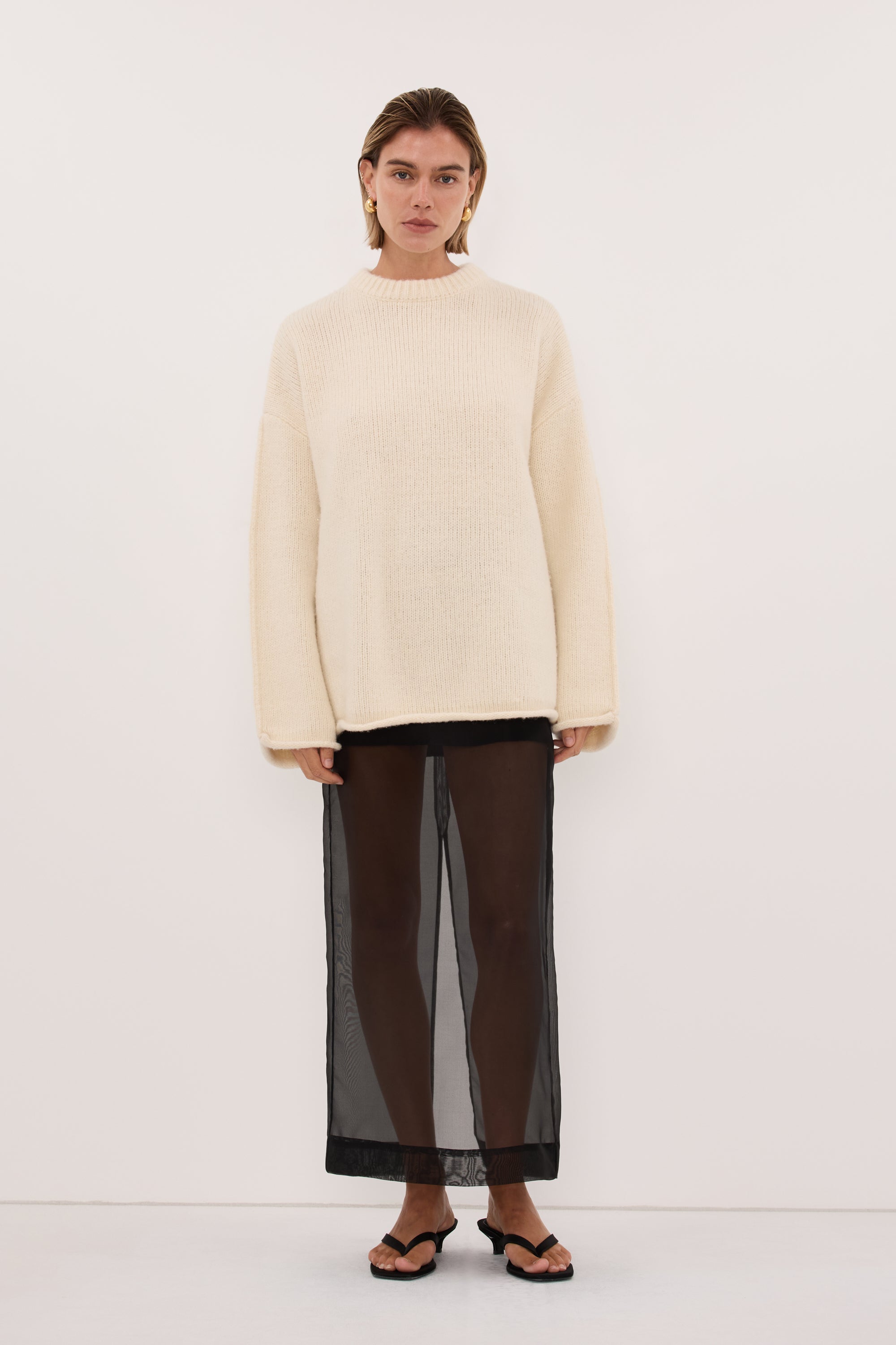 MILLY CREAM CREW NECK KNIT JUMPER