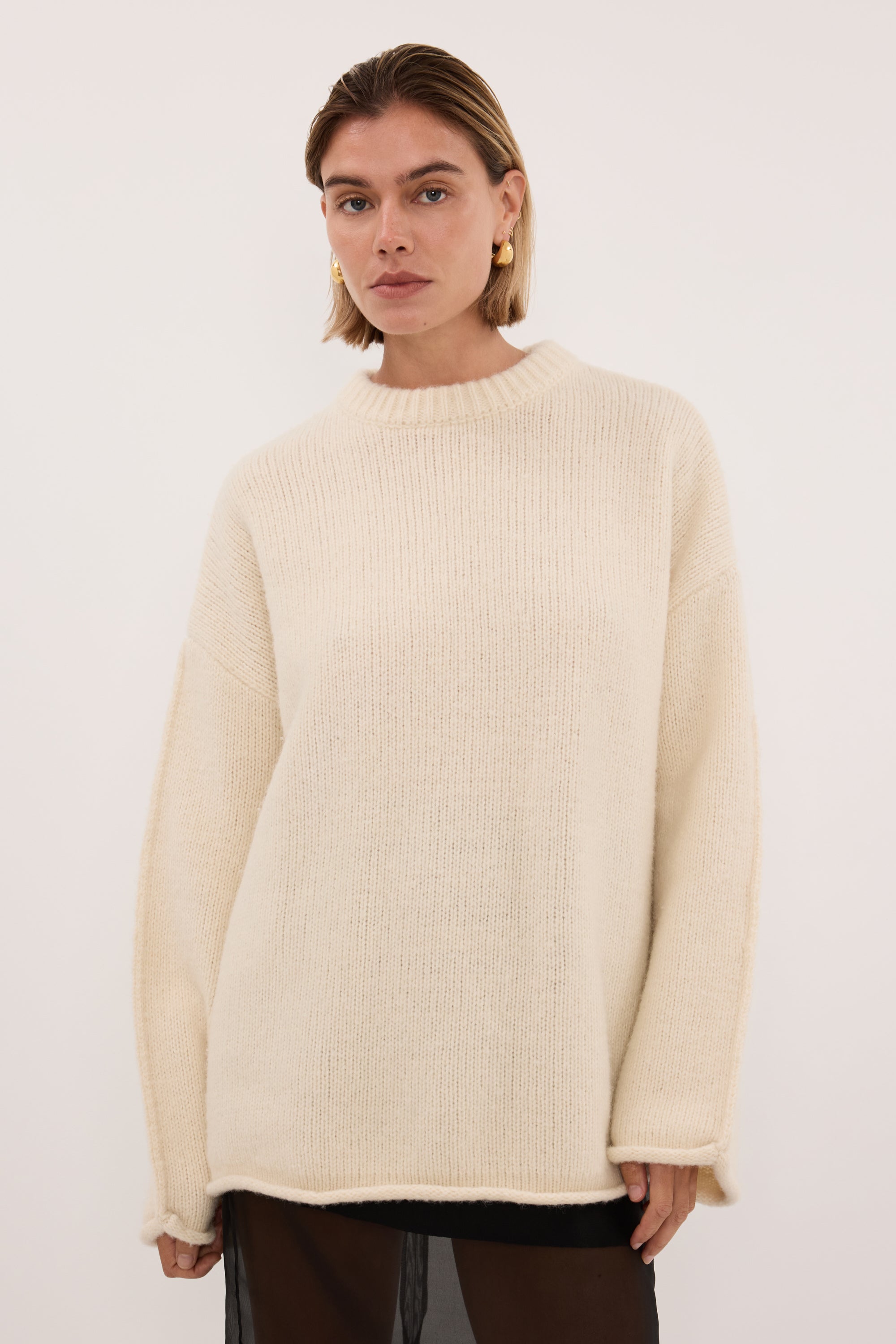 MILLY CREAM CREW NECK KNIT JUMPER