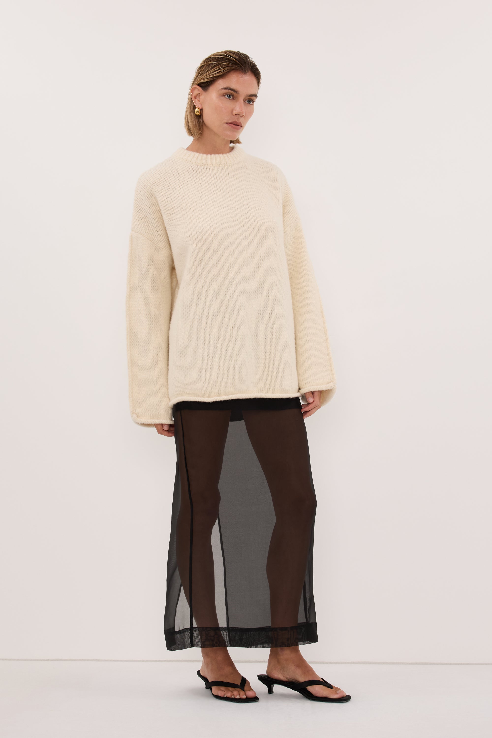 MILLY CREAM CREW NECK KNIT JUMPER