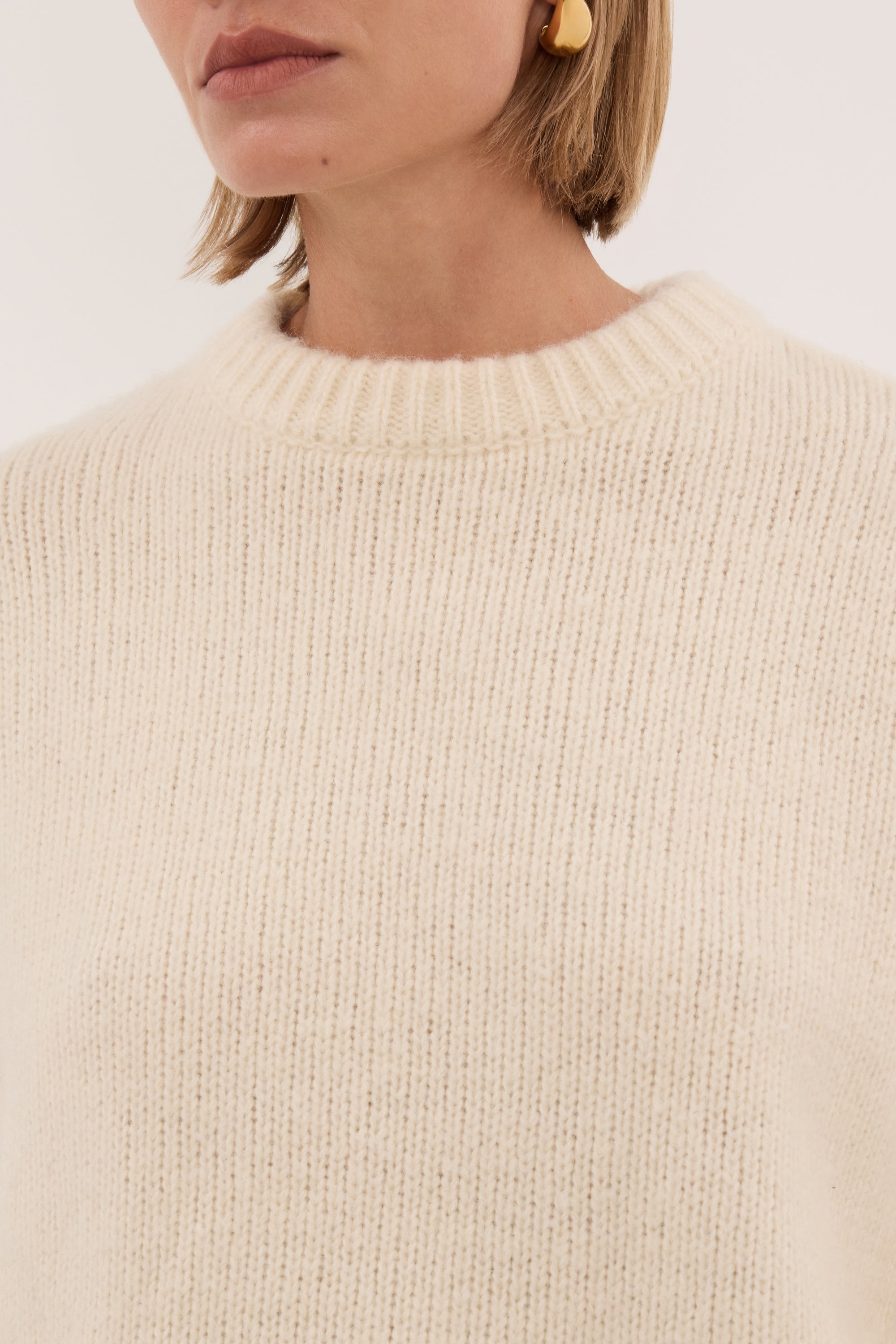 MILLY CREAM CREW NECK KNIT JUMPER