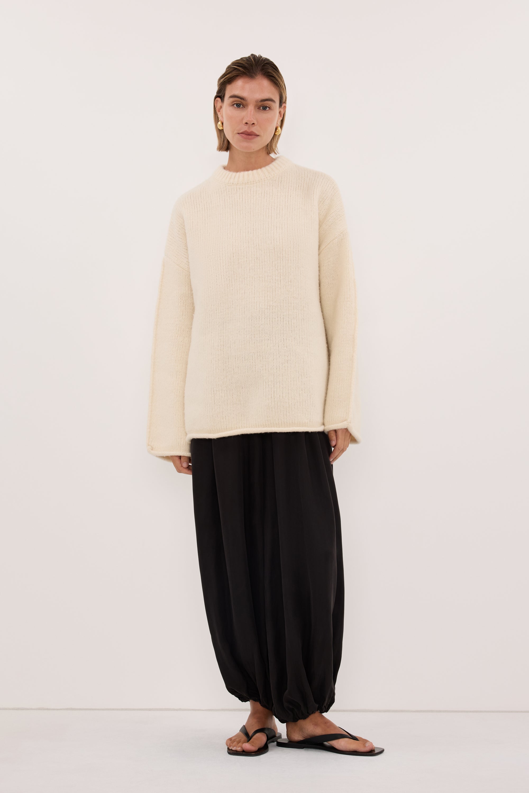 MILLY CREAM CREW NECK KNIT JUMPER