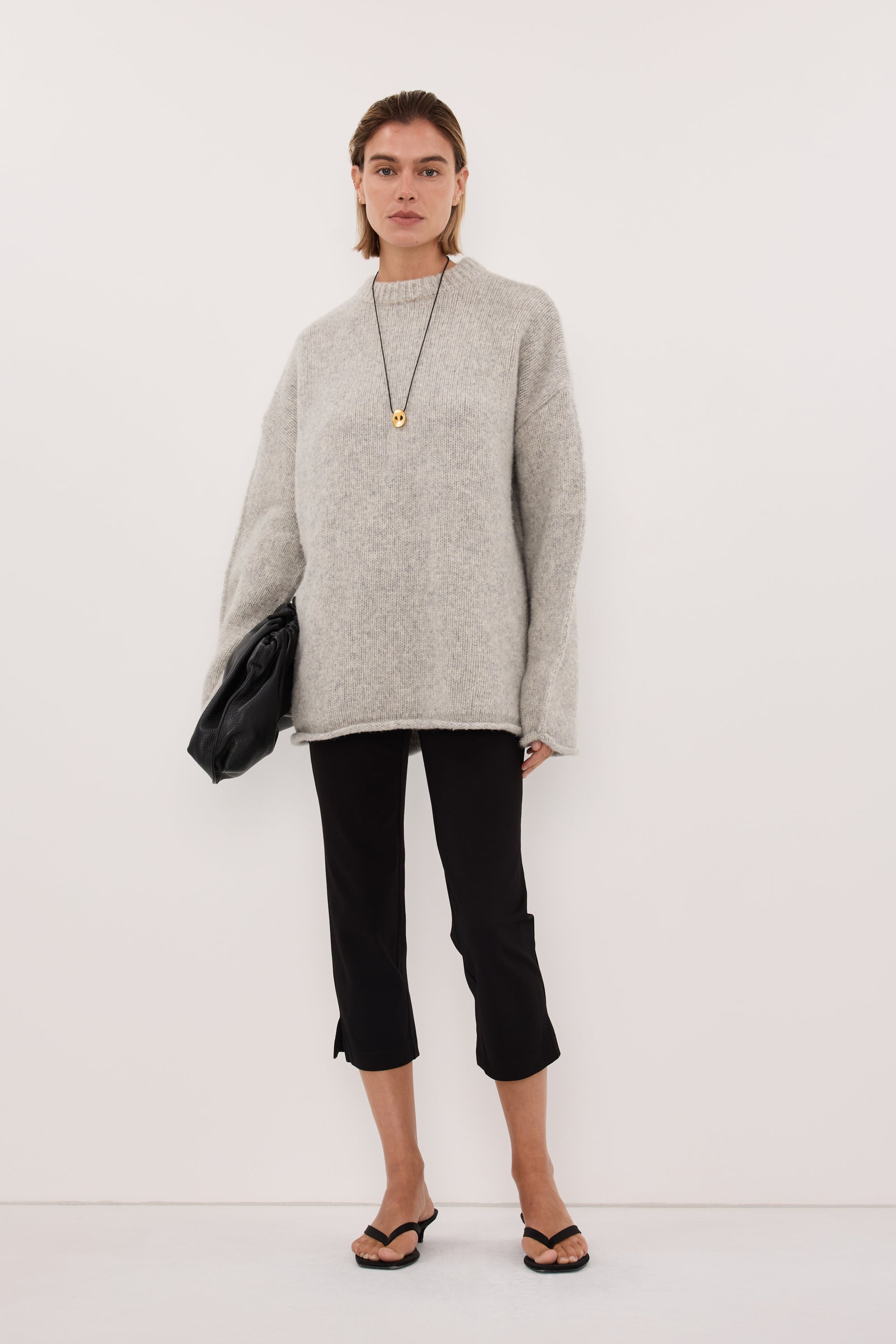 MILLY SILVER CREW NECK KNIT JUMPER