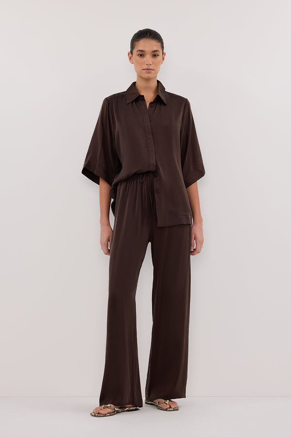 PERCY BITTER CHOC SILK SHIRT