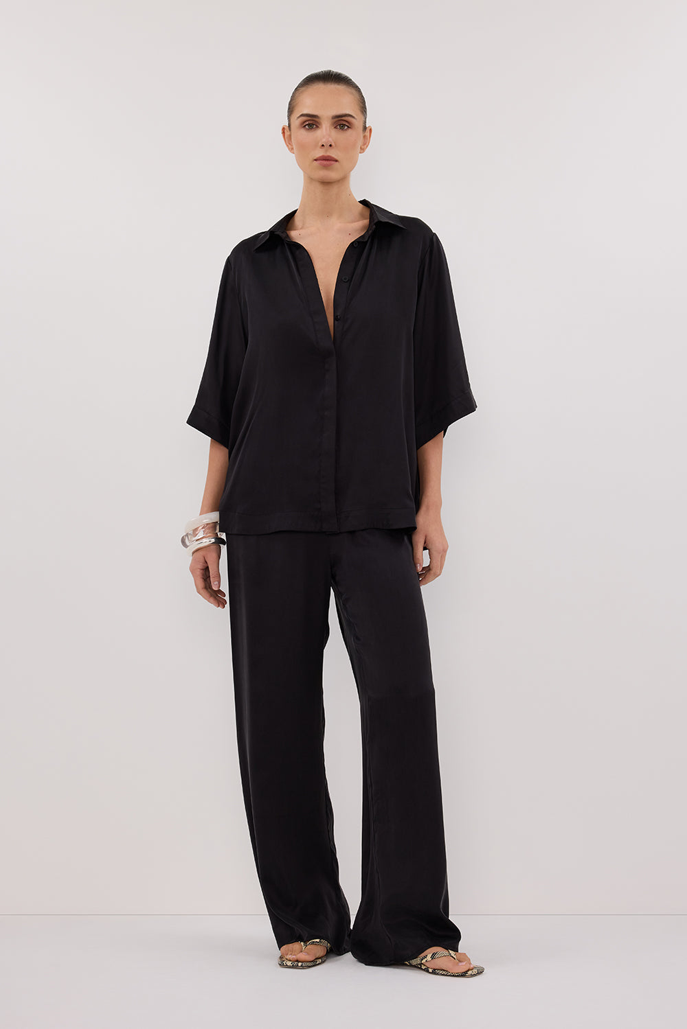 PERCY BLACK SILK SHIRT