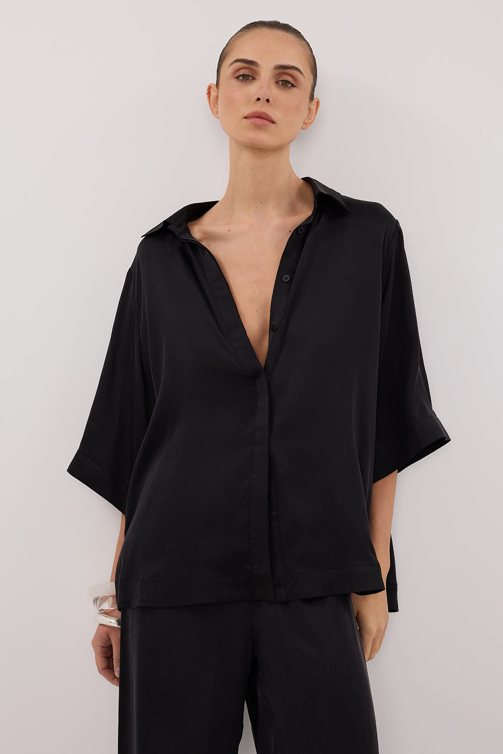 PERCY BLACK SILK SHIRT