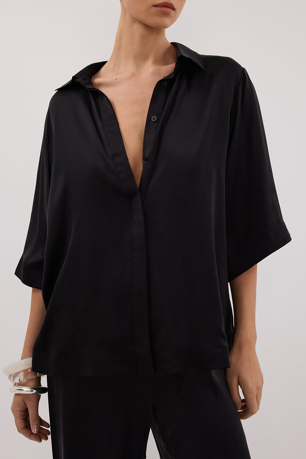 PERCY BLACK SILK SHIRT