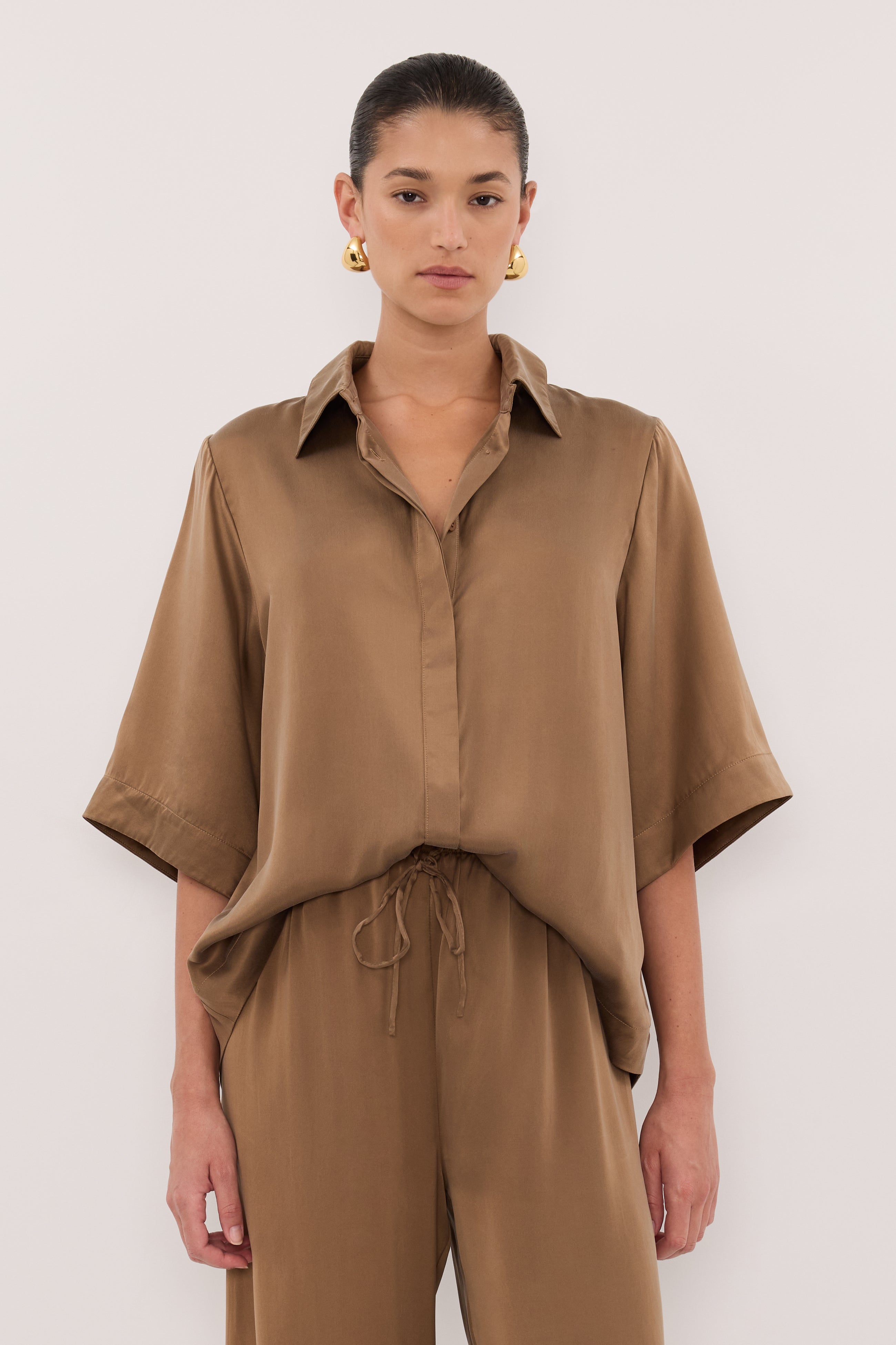 PERCY CHESTNUT SILK SHIRT