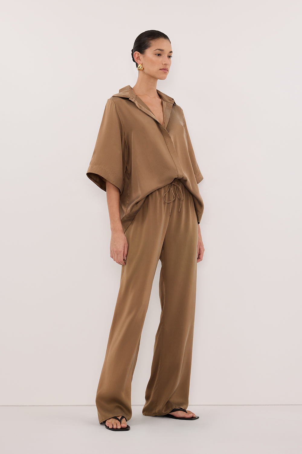 PERCY CHESTNUT SILK SHIRT