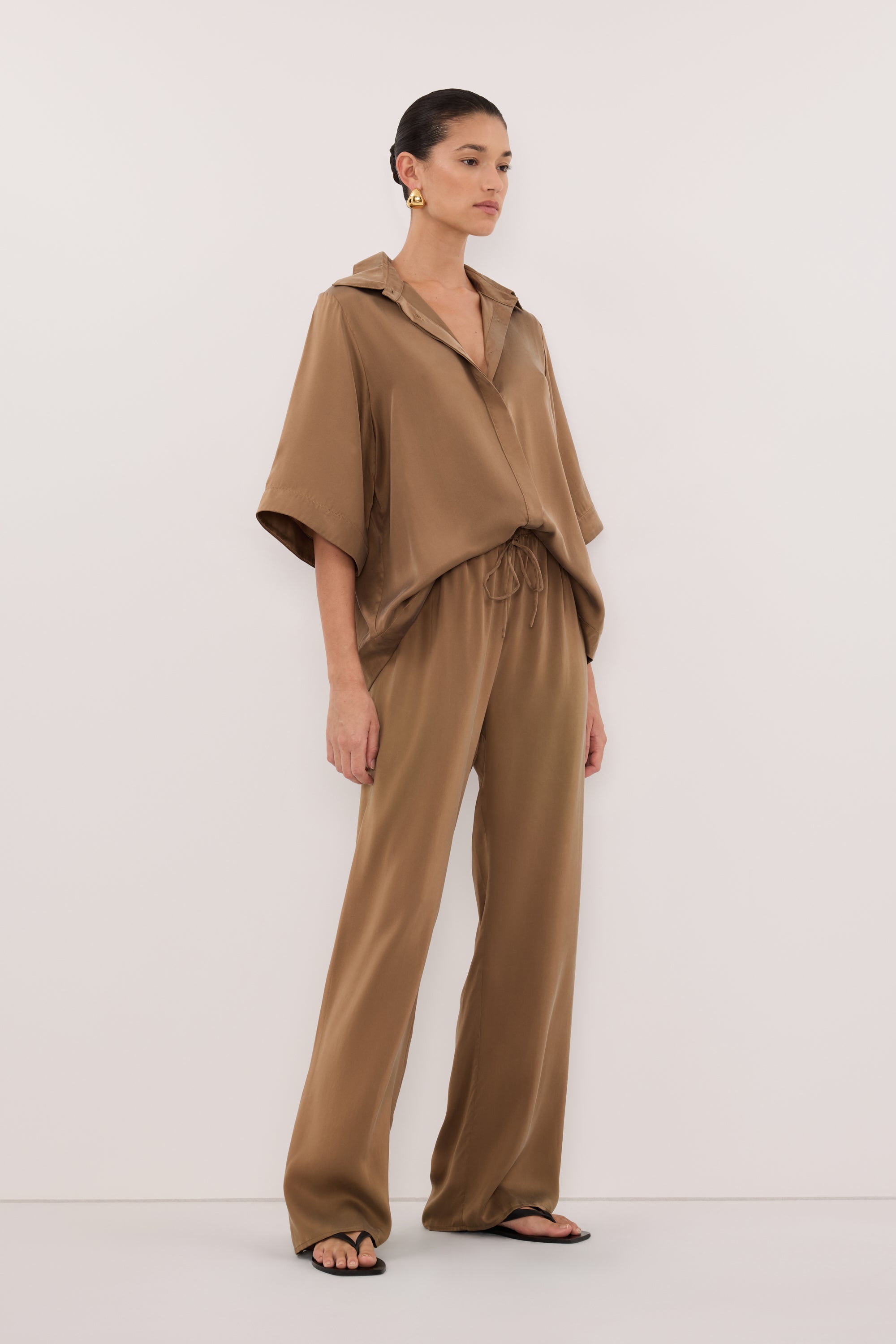 PERCY CHESTNUT SILK SHIRT
