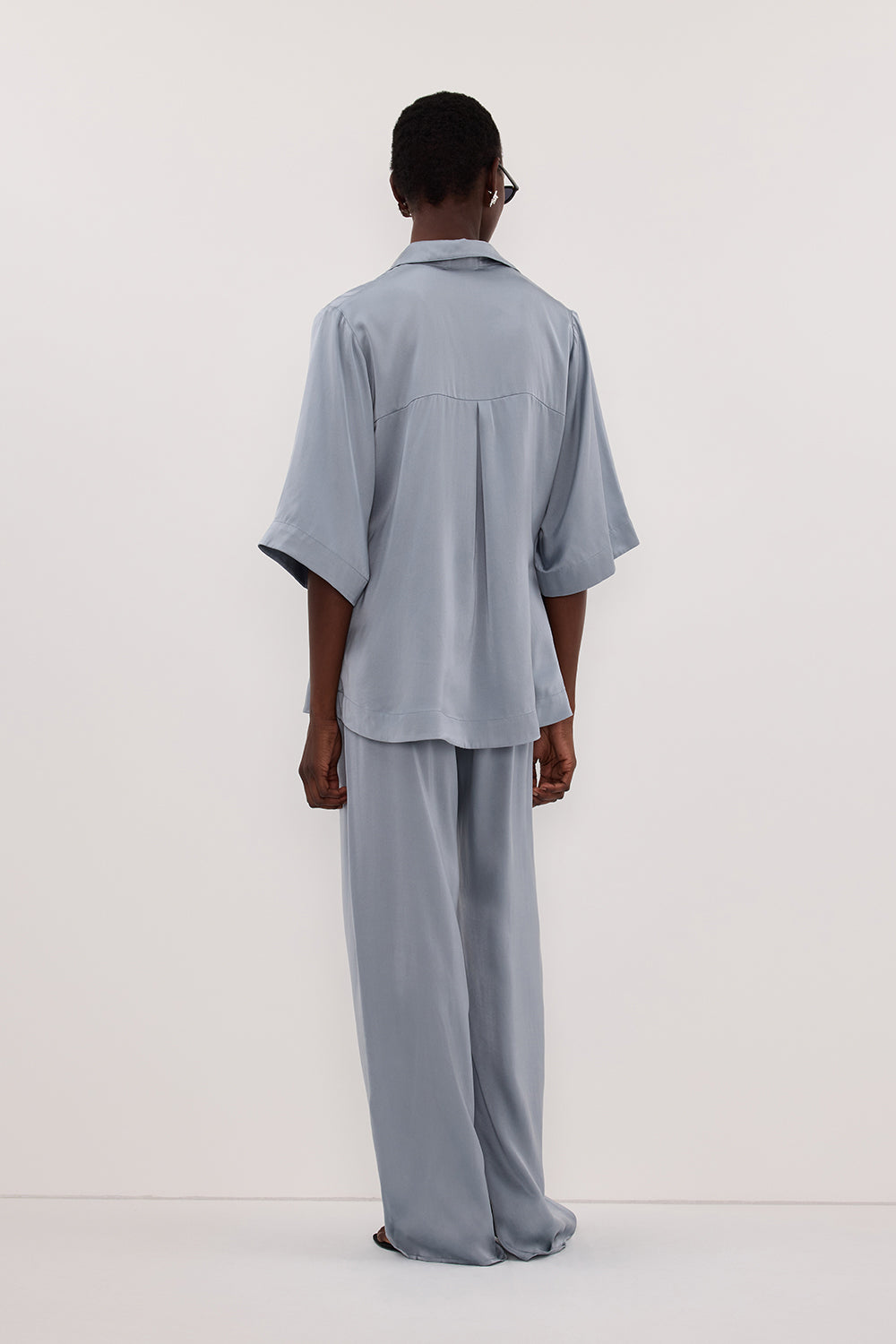 PERCY DUSTY BLUE SILK SHIRT