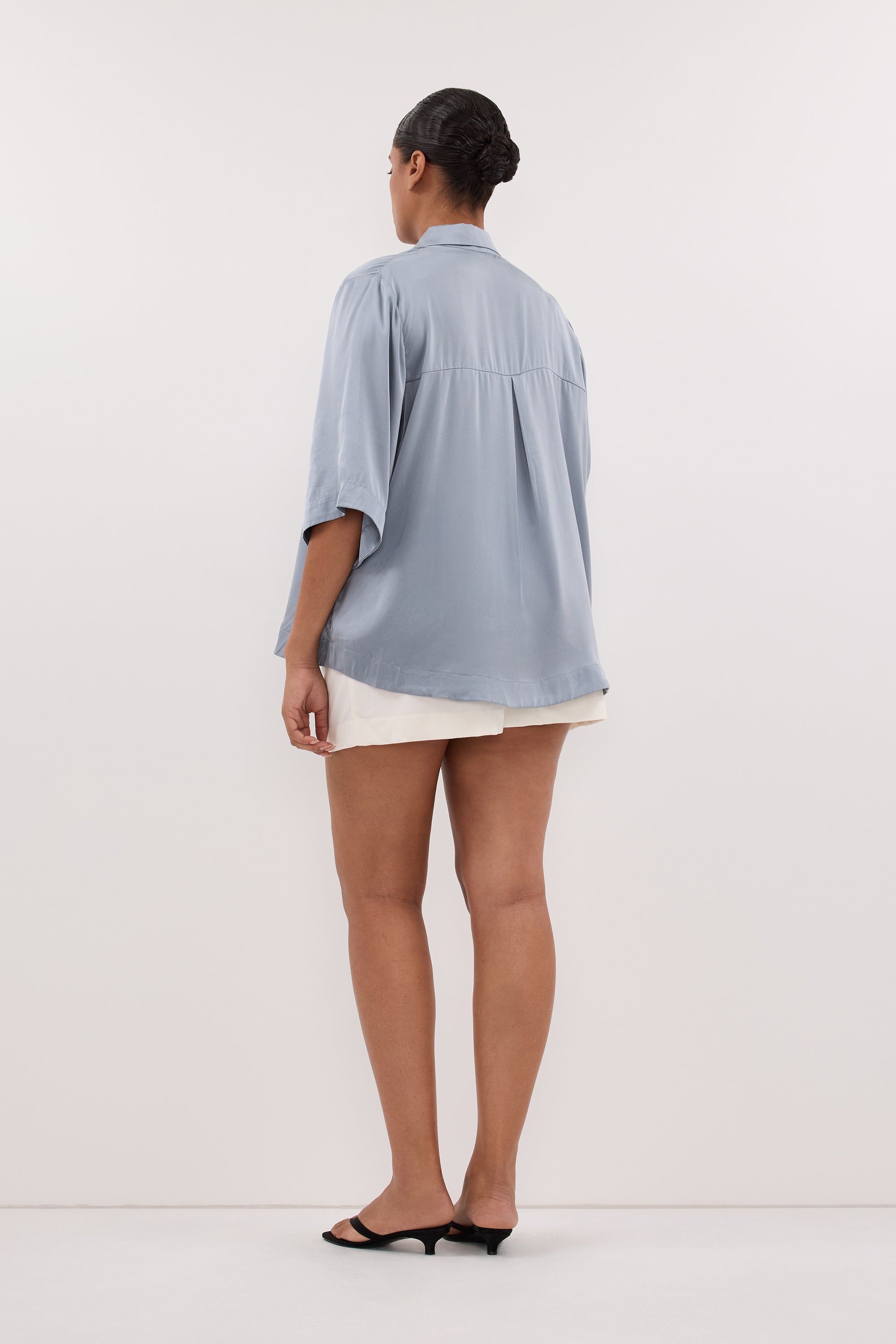 PERCY DUSTY BLUE SILK SHIRT