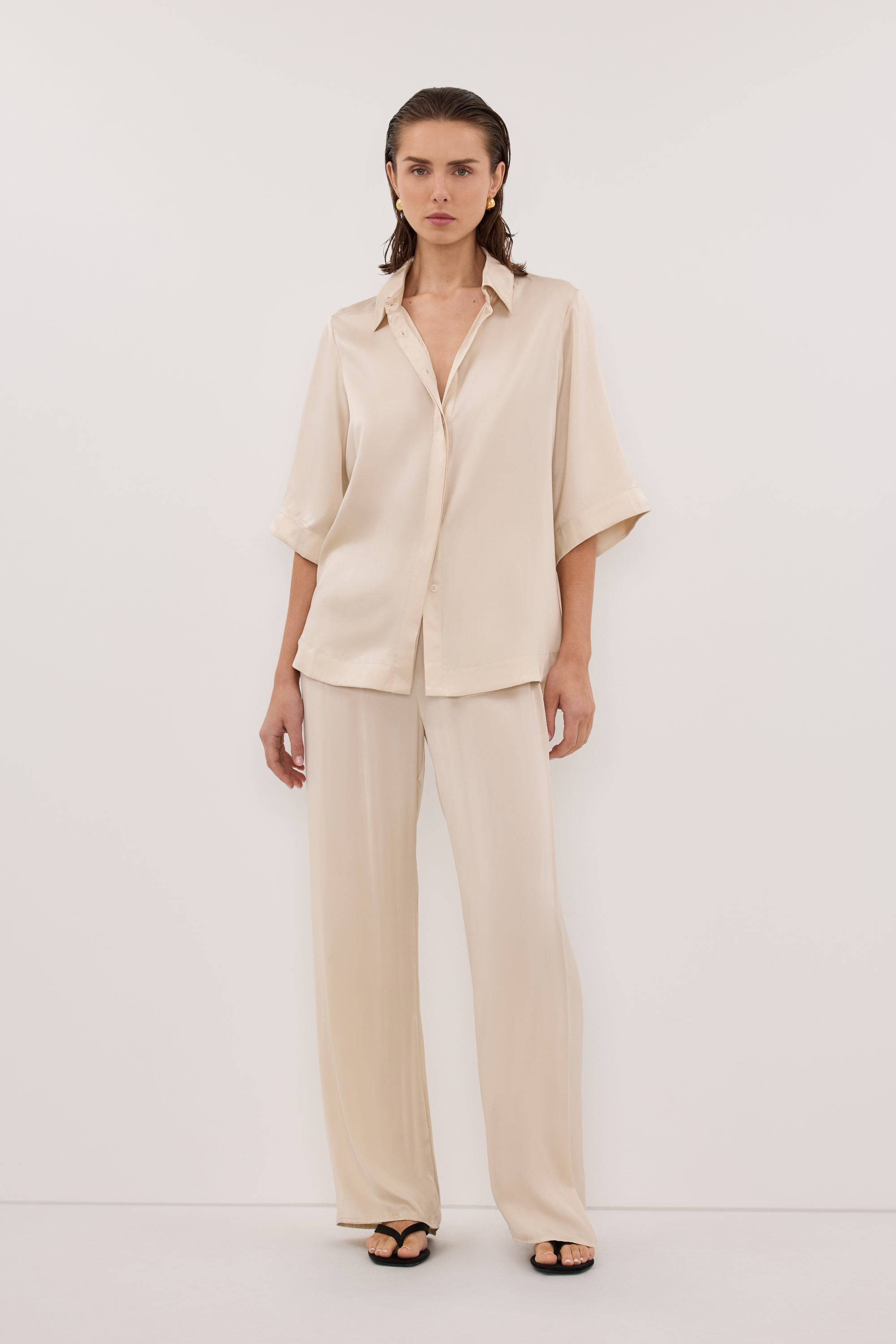 PERCY SANDSTONE SILK SHIRT