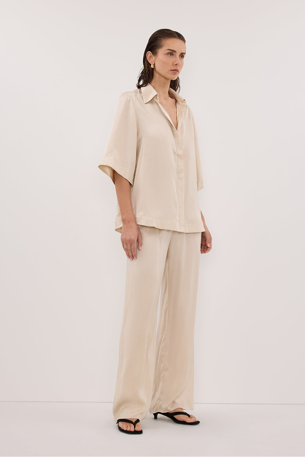 PERCY SANDSTONE SILK SHIRT