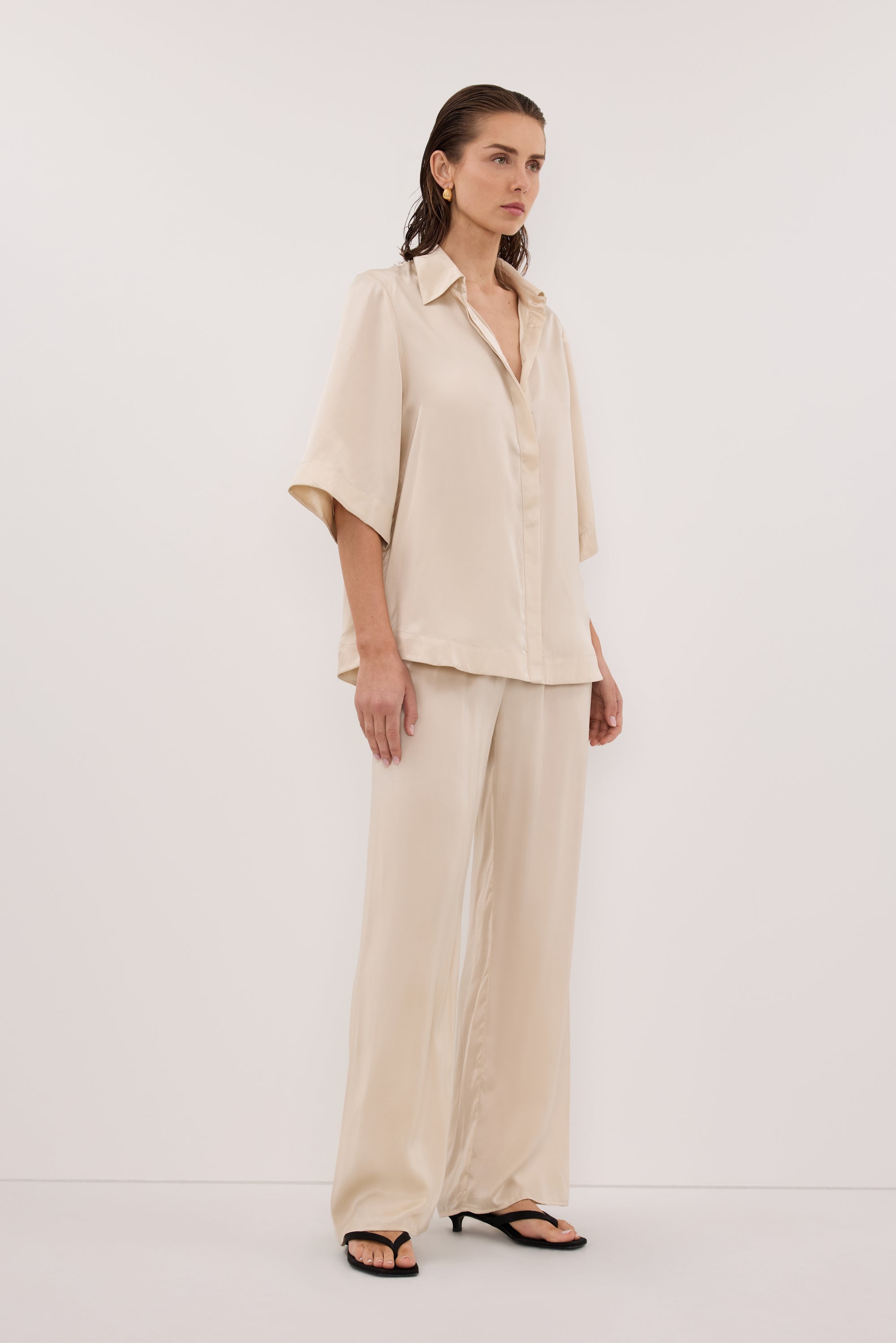 PERCY SANDSTONE SILK SHIRT