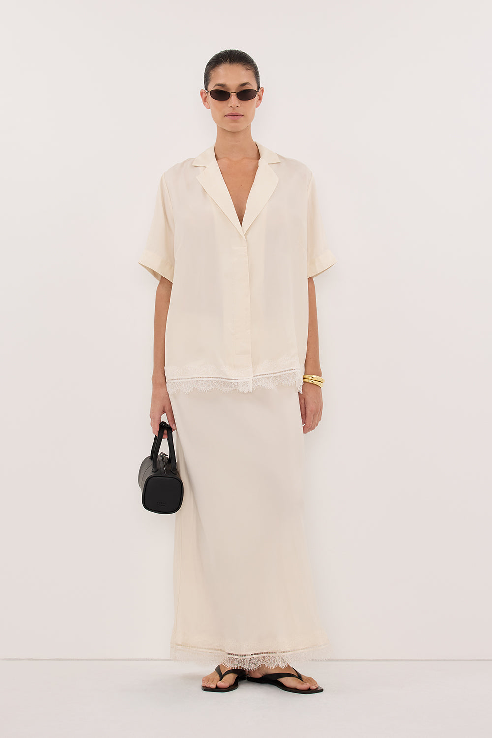 ANDREA SANDSTONE CUPRO LACE SHIRT - PRE ORDER