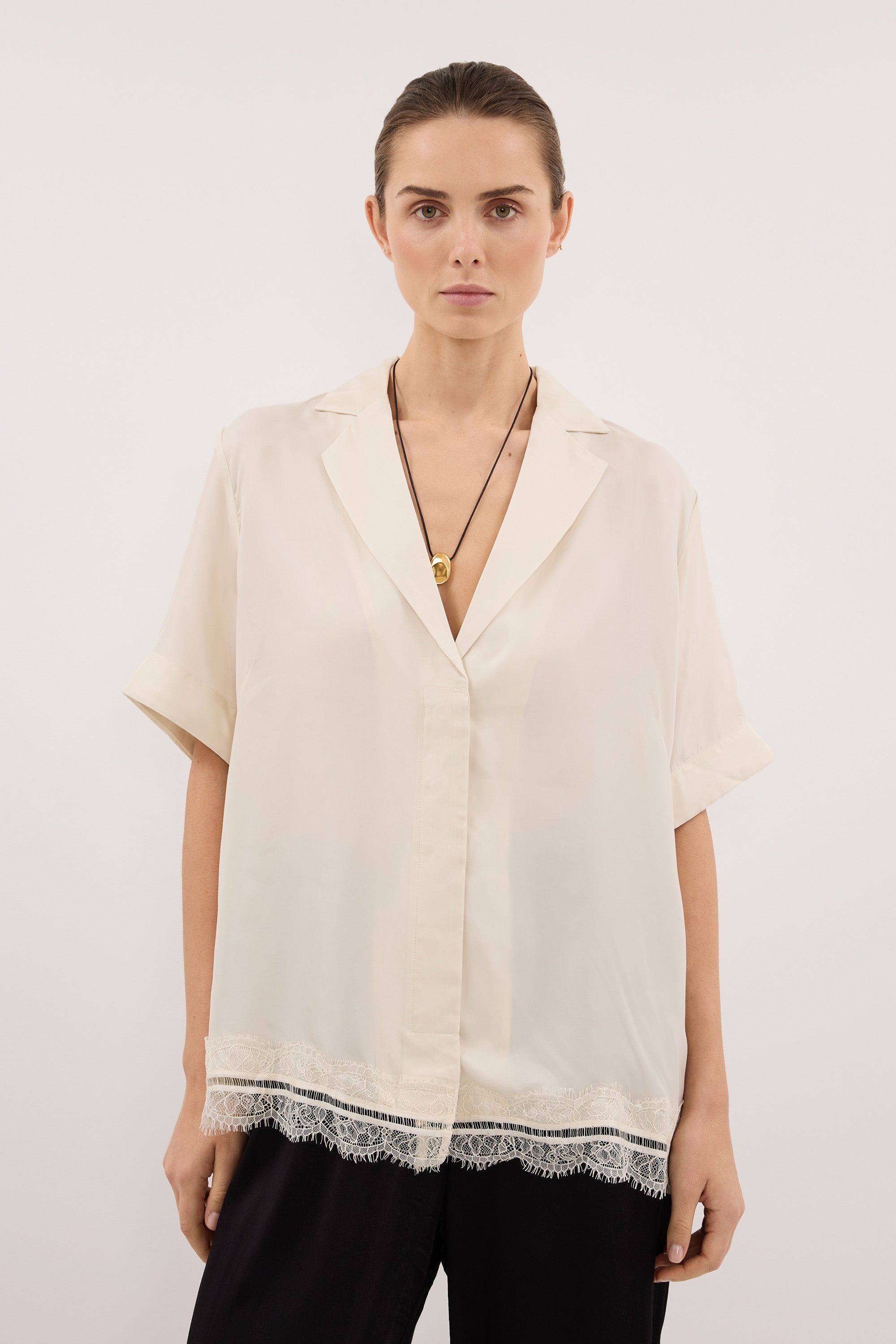 ANDREA SANDSTONE CUPRO LACE SHIRT – DISSH