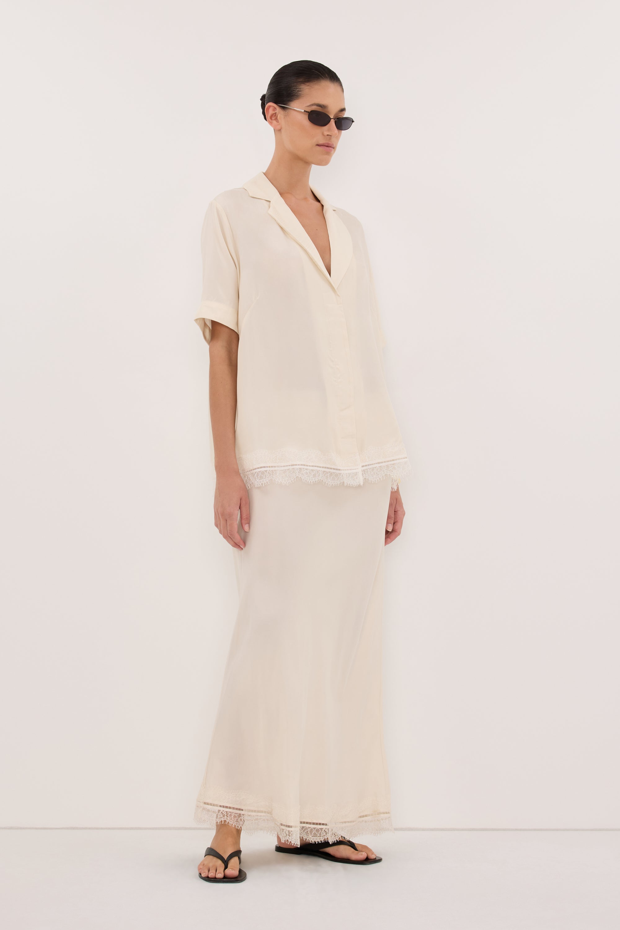 ANDREA SANDSTONE CUPRO LACE SHIRT – DISSH