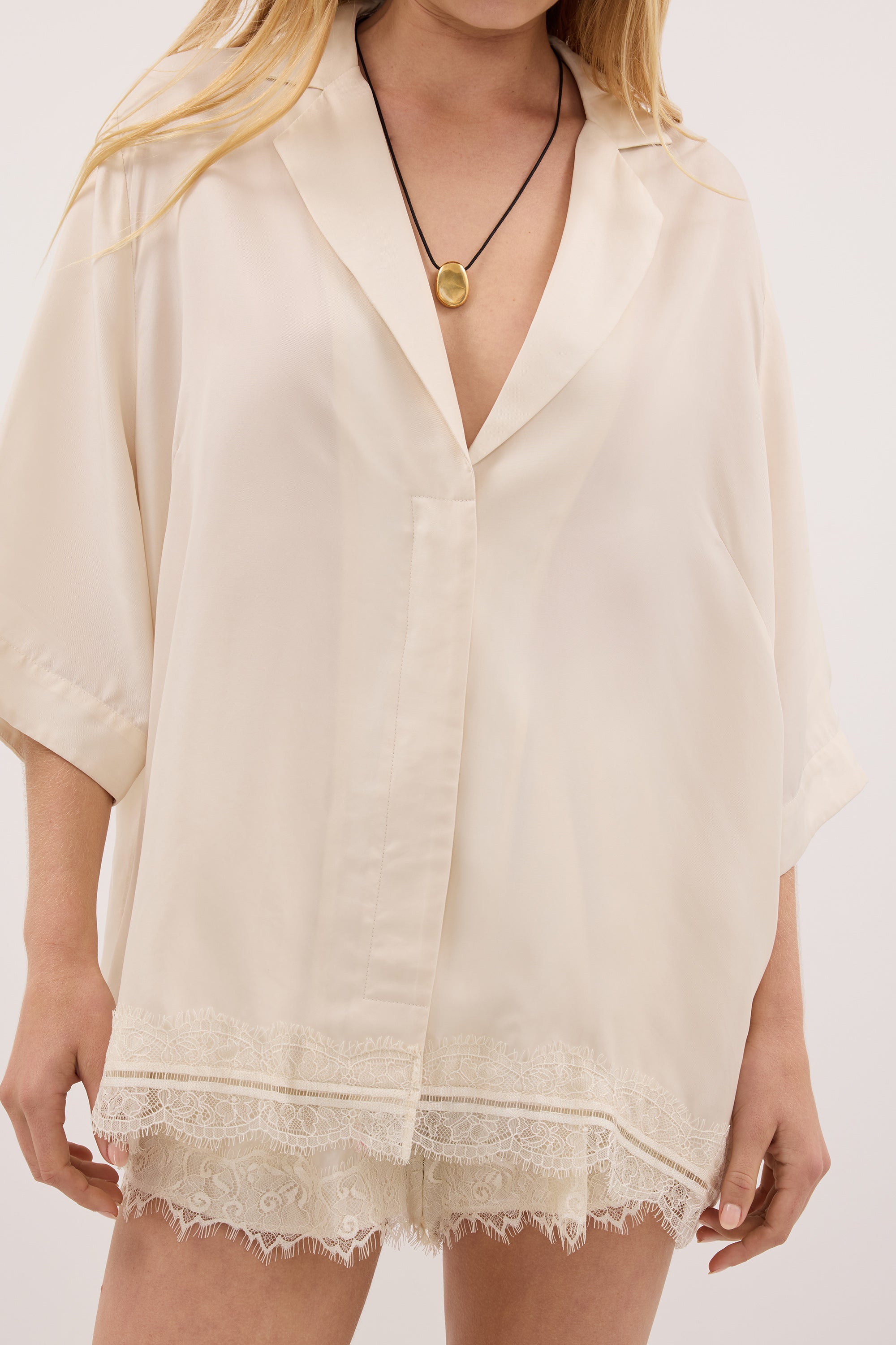 ANDREA SANDSTONE CUPRO LACE SHIRT – DISSH
