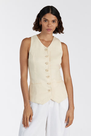 ALONDRA LEMON LINEN VEST