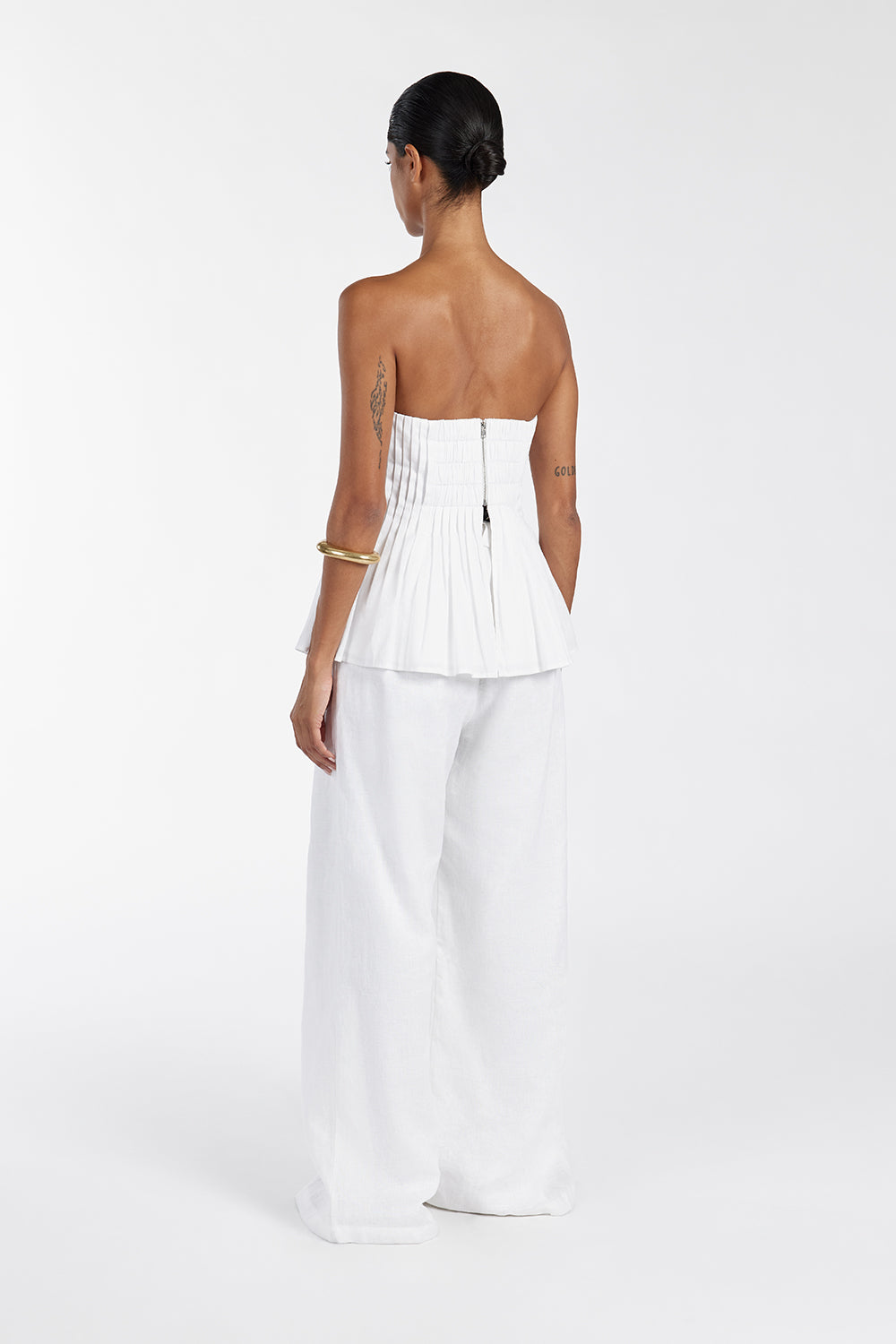PAIGE WHITE LINEN BLEND TOP – DISSH