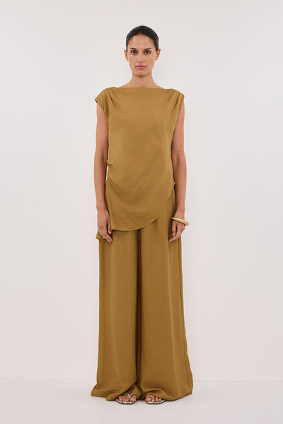 Adrienne wearing SHYLA FERN ASYMMETRICAL TOP