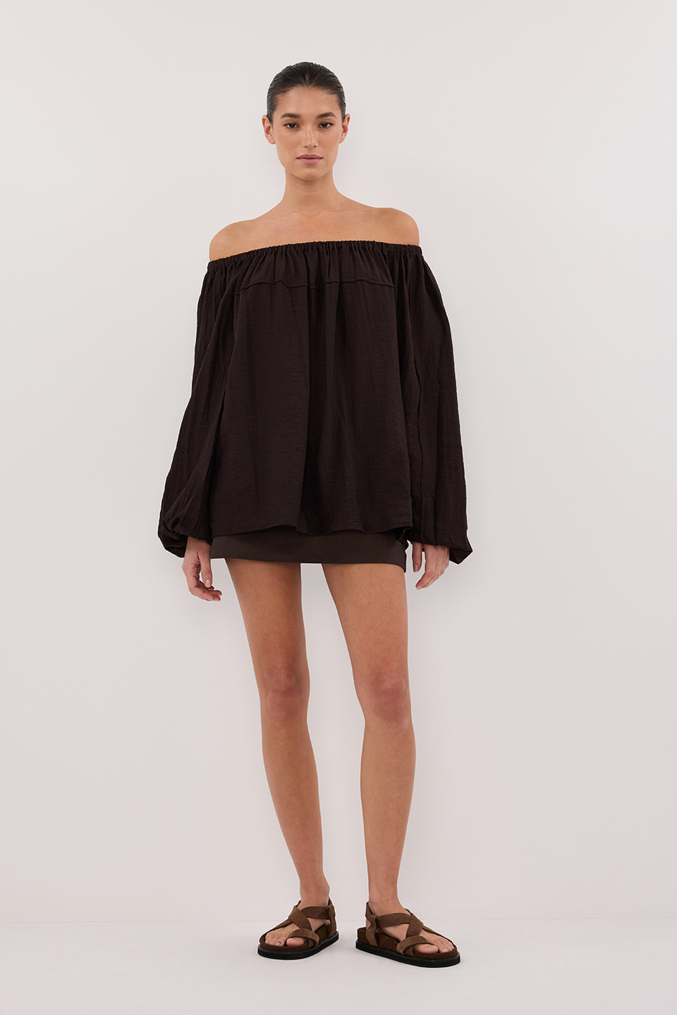 SHANIYA BITTER CHOC LONG SLEEVE TOP