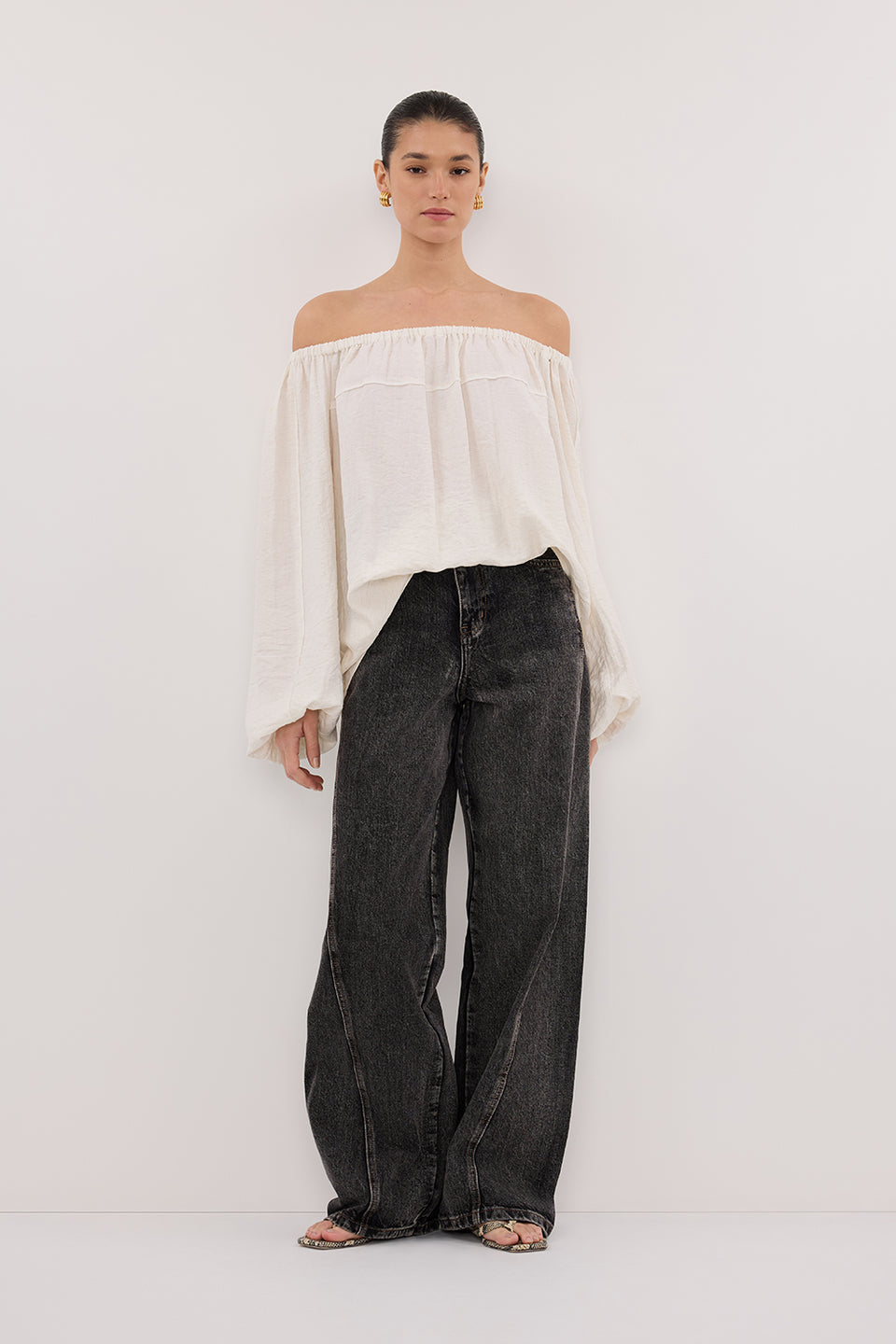 SHANIYA CREAM MARLE LONG SLEEVE TOP