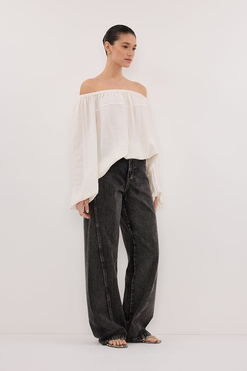 SHANIYA CREAM MARLE LONG SLEEVE TOP