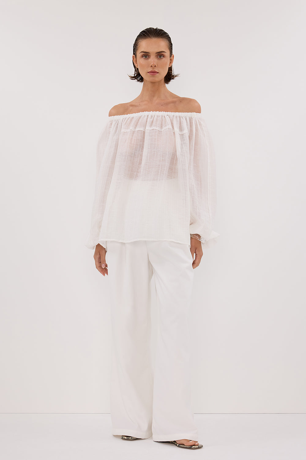 TAHITI WHITE LONG SLEEVE TOP